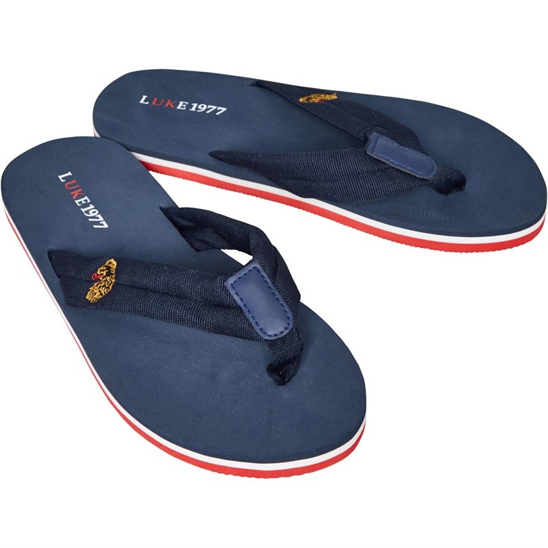 LUKE 1977 Mens Benn Flip Flops Navy/White/Red
