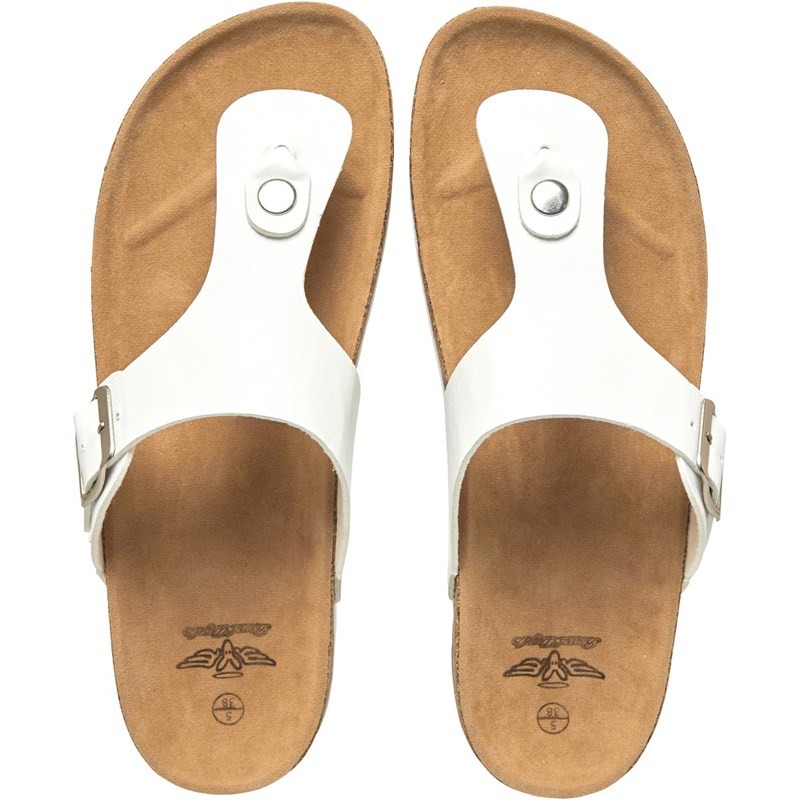 Board Angels Womens Toe Post Sandals White