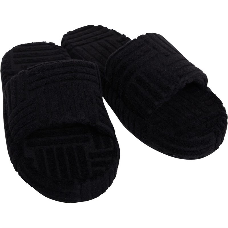 Truffle Collection Womens Fleece Slide Slippers Black