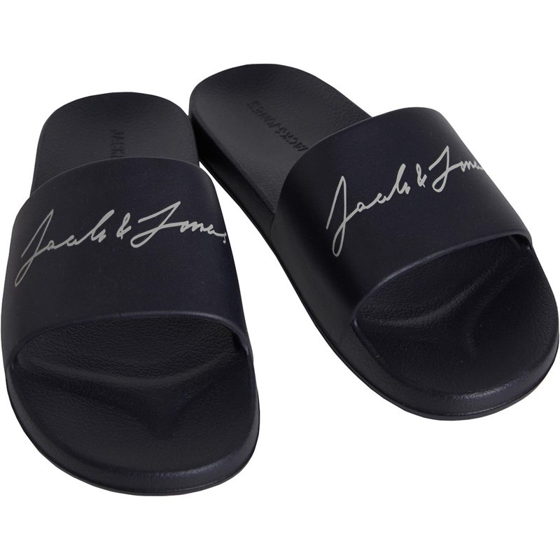 JACK AND JONES Mens Gary Moulded Slides Anthracite