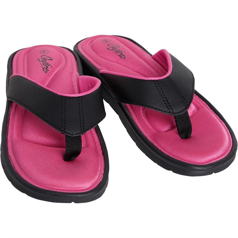 Onfire Womens Memory Foam Toe Post Sandals Black/Cerise