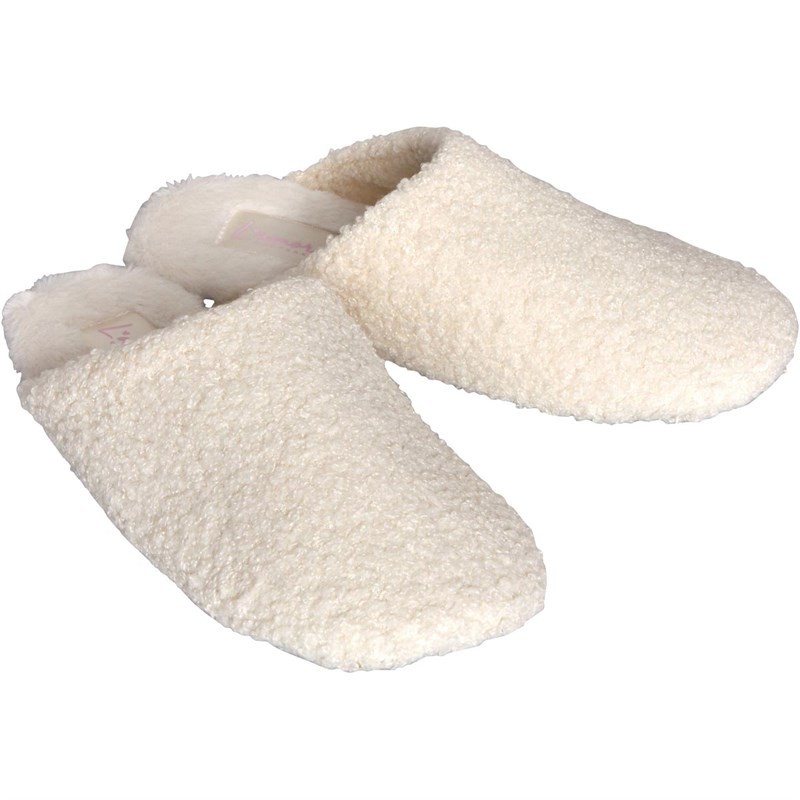 L'amore Couture Womens Fluff Slippers Cream
