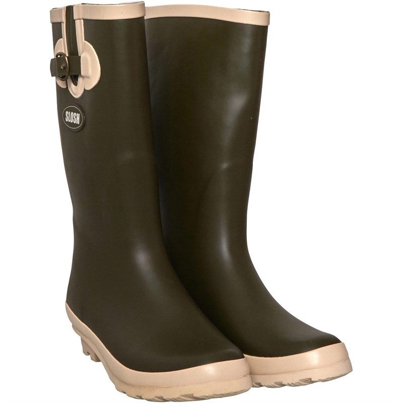 Slosh Womens Armitage Wellington Boots Khaki/Taupe