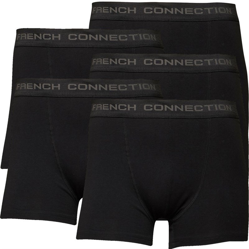 French Connection Mens Five Pack Boxer Trunks Black