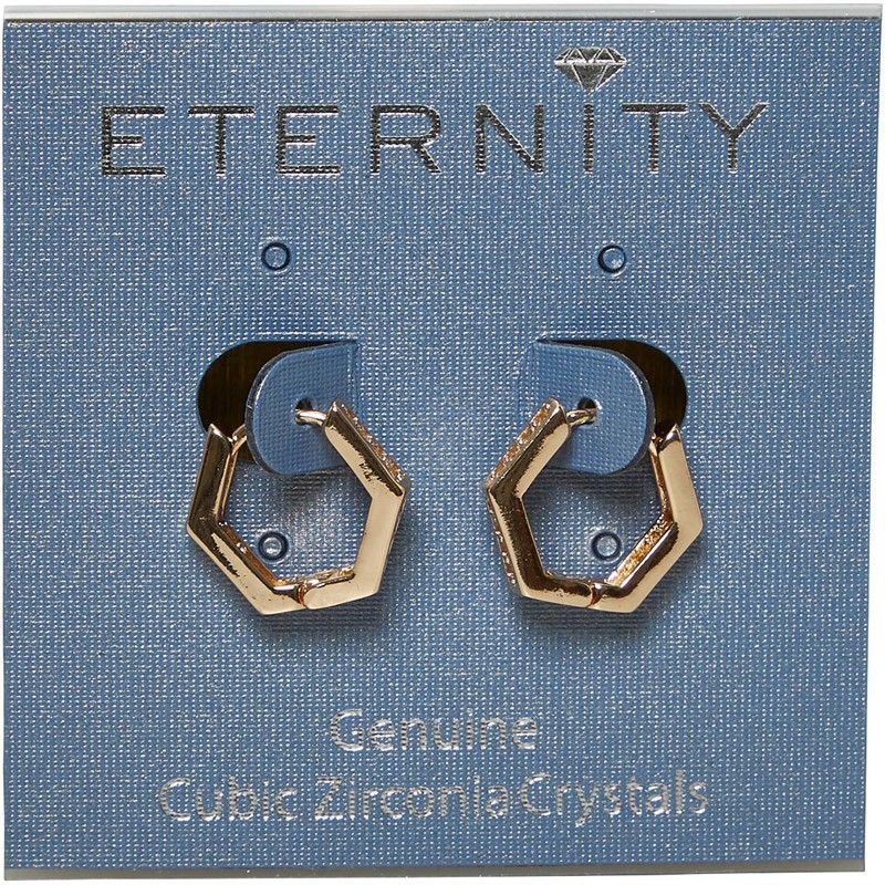 Eternity Womens Clear Stones Hoop Earrings Rose Tone