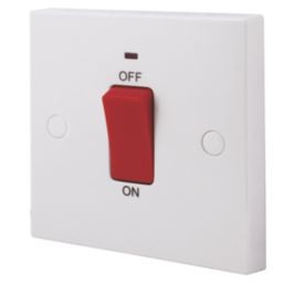 BRITISH GENERAL 900 SERIES 45A 1-GANG DP COOKER SWITCH WHITE WITH NEON