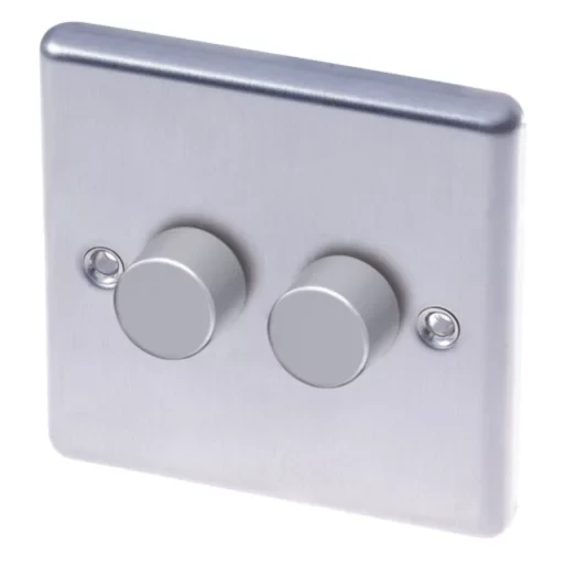 LAP 2-GANG 2-WAY LED DIMMER SWITCH BRUSHED STAINLESS STEEL